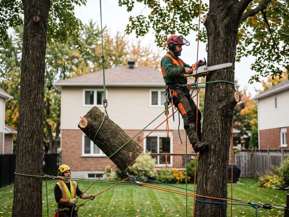 Abattage contrôlé d’un arbre dangereux en milieu résidentiel